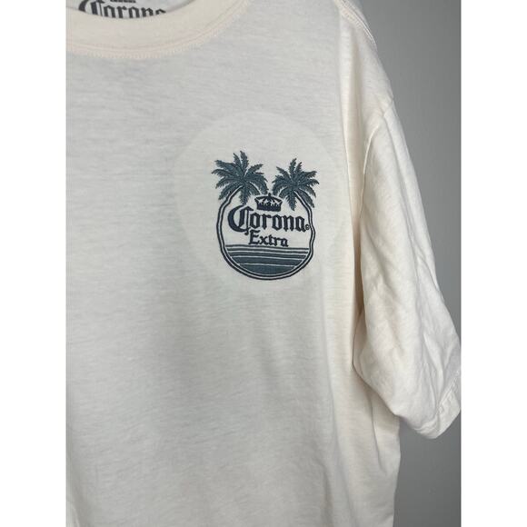 Corona Oversized Cream Logo Aesthetic Mens Size Tee Shirt Large - Picture 3 of 4